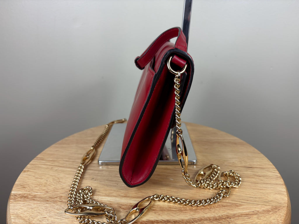 Authentic Gucci Horse Bit Red Leather Zumi Shoulder Hand Bag