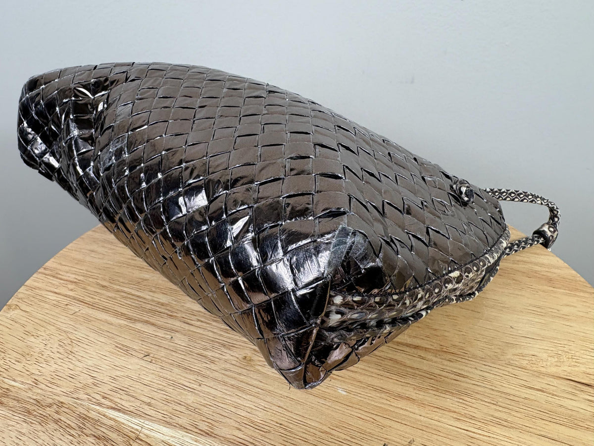 Authentic Bottega Veneta Nodini Metallic Crossbody Bag