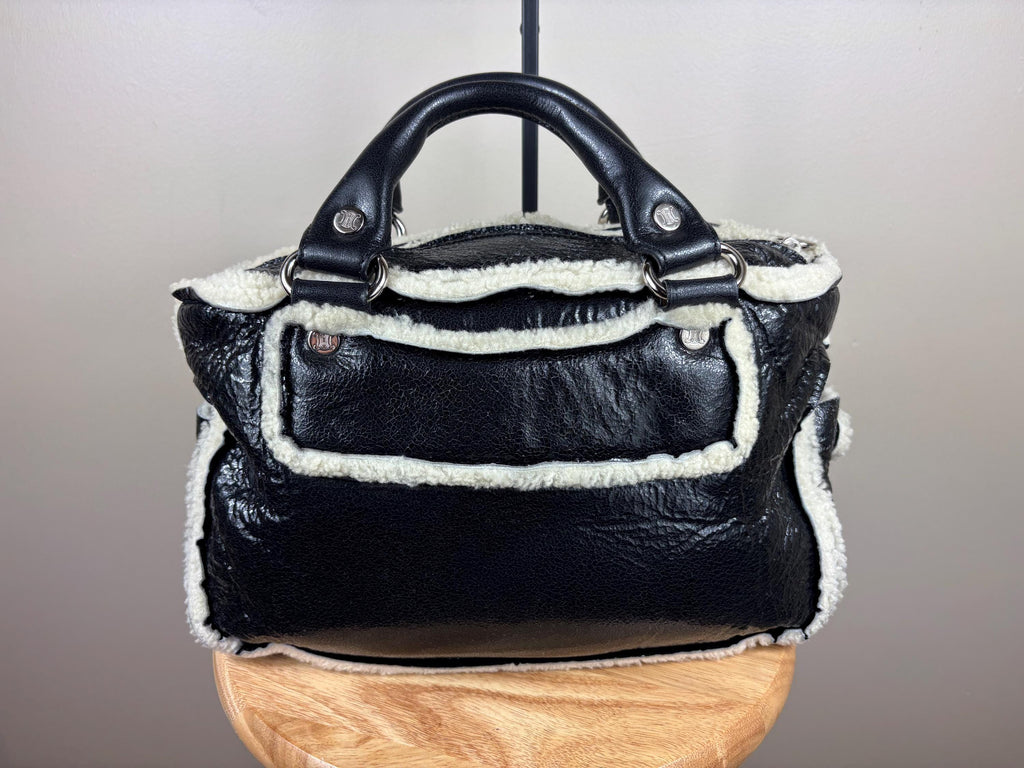 Authentic Celine Boogie Sherling Patent Leather Handbag